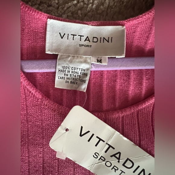 Vittadini Sport Pink M Summer Ribbed Knit Tank Sleeveless Maxi Slit Dress NWT - Picture 3 of 5